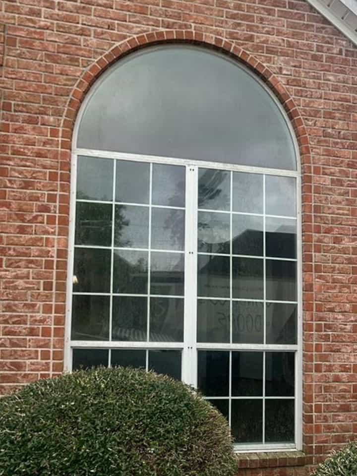 Up close image of a geometric window installed by Relief Windows
